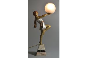 An art deco figural lamp by carlier