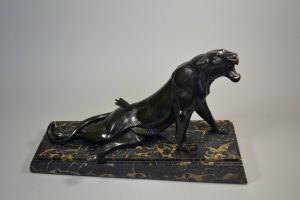 Louis Albert Carvin rare impressive bronze panther