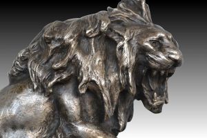 Thomas Cartier bronze lion sculpture 