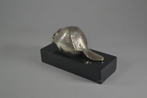 Art deco silver plated bronze beaver paperweight