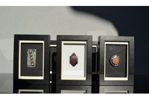 Framed silver art deco brooch