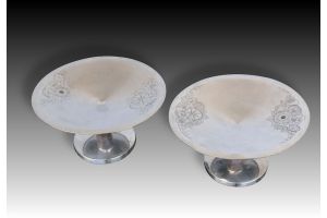 Art deco silver plated center piece pair