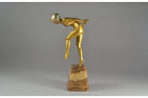 Chiparus unique naked version of hoop dancer bronze figure