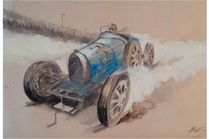 Art deco era race cars : A set of 6 drawings