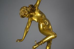 CJ Colinet tall gilded bronze snake dancer
