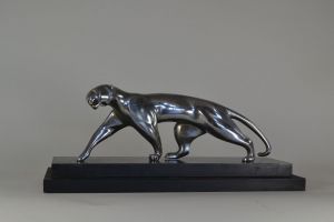 Large art deco Decoux bronze panther