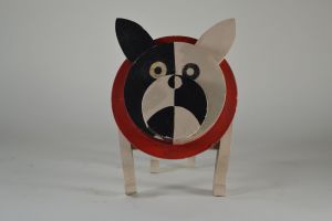 Cubist art deco wooden toy articulated dog