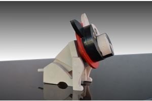 Cubist art deco articulated dog 
