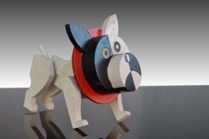 Cubist art deco articulated dog 
