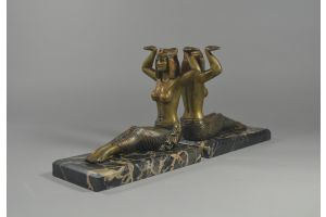 Art deco bookends with egyptian dancers