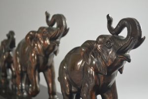 Art deco group sculpture with 3 elephants