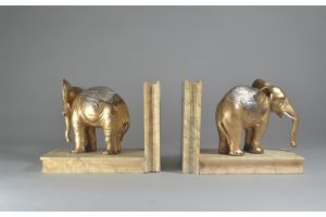 Art deco bookends with elephants. Book shape base.
