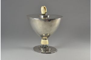 Christian Fjerdingstadt early sterling silver and ivory covered pot