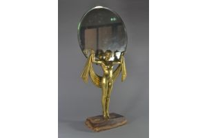 Fanny Rozet bronze egyptian dancer figural mirror. 61cm !
