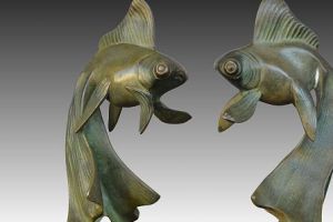 G. Garreau bronze bookends pair Chinese fishes
