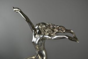 A. Gennarelli. Tall art deco bronze sculpture on marble base.