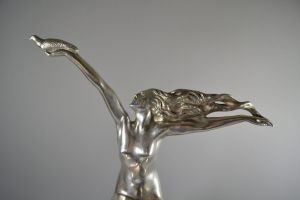 A. Gennarelli. Tall art deco bronze sculpture on marble base.