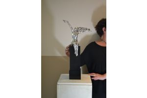 A. Gennarelli. Tall art deco bronze sculpture on marble base.