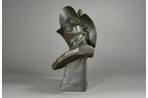 R. Aurili patinated metal bus of a gladiator