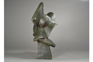 R. Aurili patinated metal bus of a gladiator