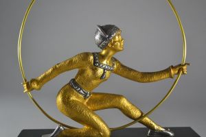 The hoop dancer. Gilded bronze figure. Desiree Grisard