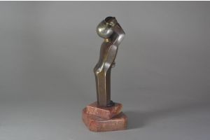 Melo : Bronze art deco Bellhop. Stunning patina. 