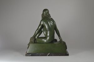 Rare Raymonde GUERBE sculpture. Flower garland lady.