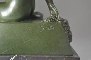 Rare Raymonde GUERBE sculpture. Flower garland lady.