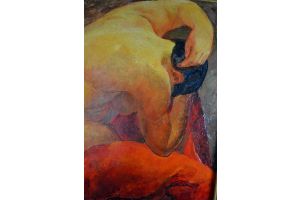 Y. Giraud-Hanriot back nude lady oil on canvas