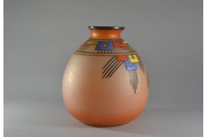 JOMA. Art deco enameled vase. France 1930