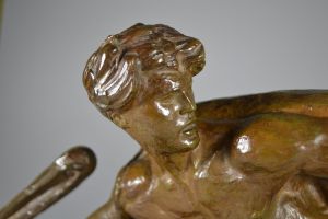 Alexandre Kelety. David with slingshot large art deco bronze sculpture