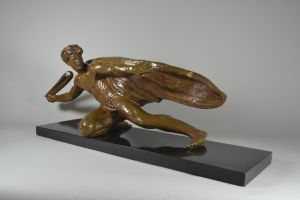 Alexandre Kelety. David with slingshot large art deco bronze sculpture