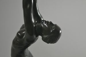 Rare tall bronze Kelety art deco figural lamp
