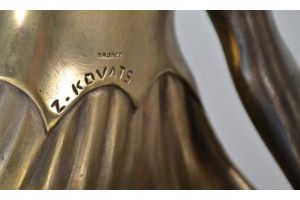 S. Kovats stunning art deco bronze. Lady with Greyhound.