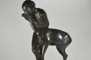 Heinrich Karl Scholz, Bronze group of a young girl with deer