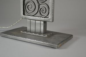 Art Deco 1930 wrought iron and glass lamp. Paul Kiss ??
