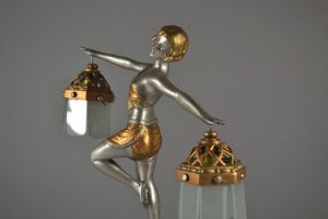 french 1930 stunning figural lamp with dancer. Limousin ?