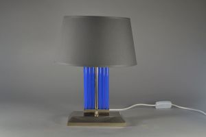 Glass and metal modernist lamp