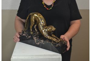 Armand Lemo unique stretching panther bonze sculpture