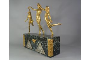Pierre Le Faguays large gilded bronze group with 3 dancers.