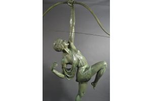 Extraordinary 116cm Pierre Le Faguays bronze Diana. Susse edition. 1930