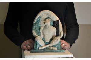 Pierre Le Faguays for Edouard Cazaux, Satyr and Bacchante ceramic