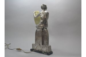 Le Faguays for Etling rare bronze lady holding jar 