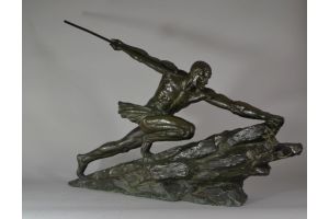 Pierre Le Faguays stunning 88cm bronze warrior