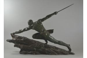 Pierre Le Faguays impressive 88 cm bronze warrior