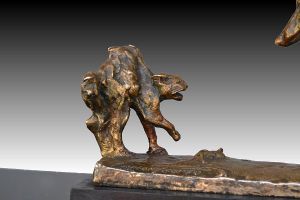 Greyhound and cat sculpture