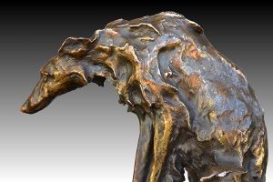 Greyhound and cat sculpture