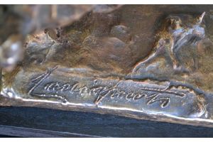 Greyhound and cat sculpture