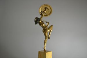 1925 Pierre Le Faguays tall bronze figure : Warrior