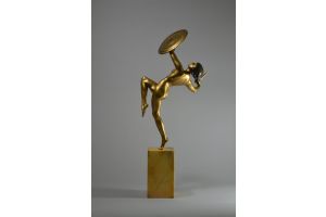 1925 Pierre Le Faguays tall bronze figure : Warrior